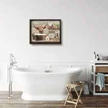 1pc Canvas Poster, Rustic Art, Funny Bathroom Wall Art Decor, Highland Cow Wall Art, Farmhouse Bathroom Decor, Ideal Gift For Bedroom Living Room Corridor, Wall Art, Wall Decor, Fall Decor, Wall Decor, Room Decoration, No Frame Gifts Birthday Graduation