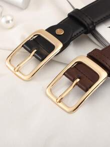 Square Buckle Belt Summer, School Fall, Autumn, Halloween - Coffee Brown - View 5