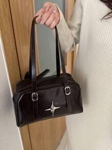 復古油蠟皮革手提肩袋,擁有大容量,適合職業女性,新時尚設計 - 銅色 - 查看 10