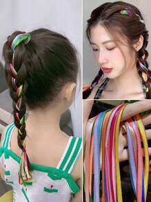 20 件髮辮女孩彩色繩髮帶,兒童彩虹髮飾 - 彩色 - 查看 2