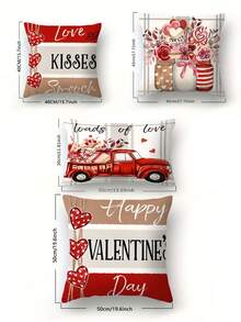 4pcs/Set Car Flower Decor With 3 Colors Stripes, Letters And Hearts - Multicolor - View 9