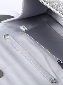 Handmade Crystal Rhinestone Evening Clutch Bag, New Bling Bling Dinners Trifold Square Purse - Silver - View 3