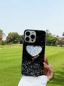 1 ốp lưng điện thoại silicon lỏng tráng gương lấp lánh Galaxy, tương thích với điện thoại Apple/Android, phiên bản quốc tế, không phải phiên bản nội địa. - màu đen - Xem 2