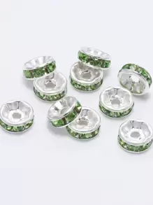 50/100/200pcs/Set Copper Beads With Rhinestone Insets For Jewelry Making, Bracelet, Necklace, Pendant