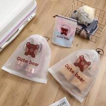 3入組旅行用鞋袋,便攜式防水透明鞋袋,帶束口可愛小熊灰塵袋鞋收納袋,男女適用(小熊款) - 小熊 - 查看 3