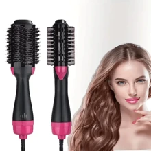 3in1 Hot Air Comb, Curling Iron, Metal Head Hair Dryer Straightener With Multilevel Heating Settings And Indicator Lights - Black - View 1