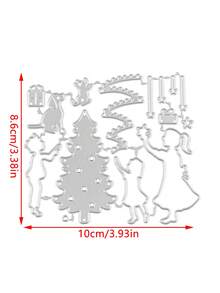 1 套家庭裝飾聖誕樹貓狗切割模具剪貼簿卡片相簿製作 Diy 工藝品模板用品卡製作剪貼簿 Diy 卡片相冊工藝裝飾品 - 銀色 - 查看 2