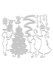1 套家庭裝飾聖誕樹貓狗切割模具剪貼簿卡片相簿製作 Diy 工藝品模板用品卡製作剪貼簿 Diy 卡片相冊工藝裝飾品 - 銀色 - 查看 4
