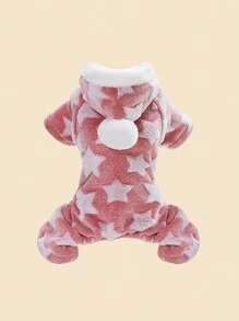 1件暖色羊毛寵物連帽衫,適用於小型和中型狗和貓,秋冬必備 - 粉色 - 查看 3