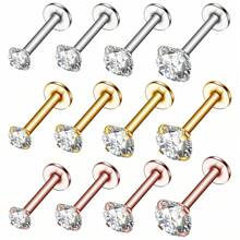 CIZME 1只不鏽鋼耳環,耳軟骨、耳廓、嘴唇穿透、唇飾、環形耳環,女士珠寶首飾 - 平頭耳釘 - 查看 1