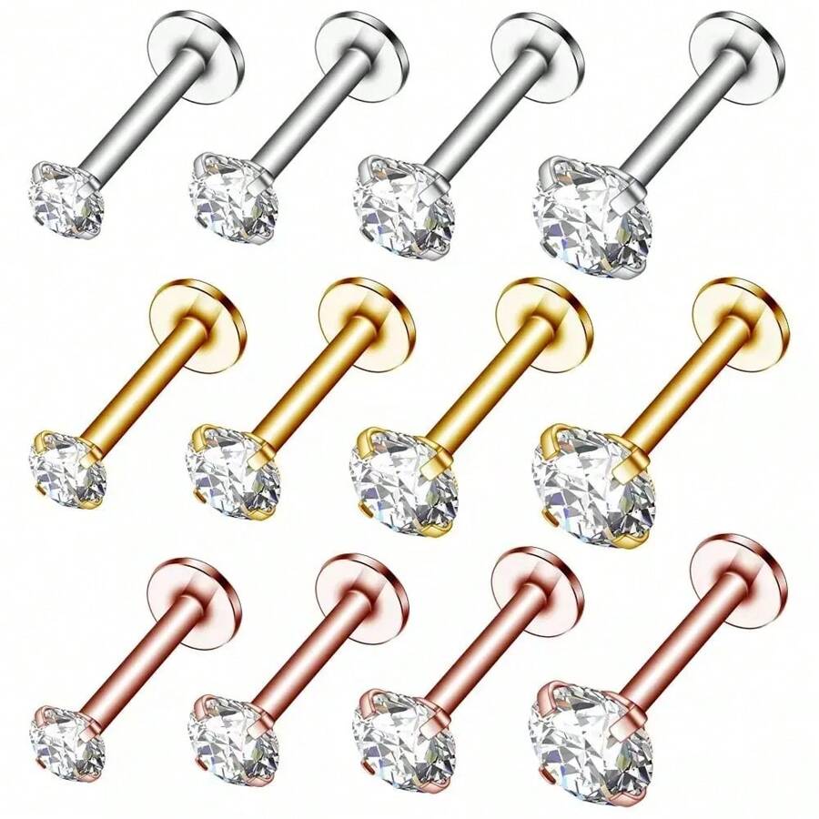 CIZME 1只不鏽鋼耳環,耳軟骨、耳廓、嘴唇穿透、唇飾、環形耳環,女士珠寶首飾 - 平頭耳釘 - 查看 1