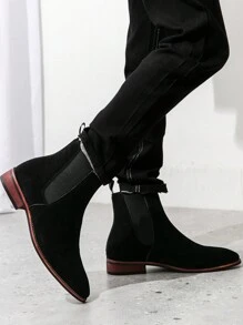 Men's Chelsea Boots High Top British Style Suede Comfortable Slip-On Shoes