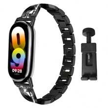 Strap Compatible With Xiaomi Mi Band 8, Stainless Steel Material, Metal Wistband - Rose Gold - View 6