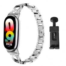 Strap Compatible With Xiaomi Mi Band 8, Stainless Steel Material, Metal Wistband - Rose Gold - View 5