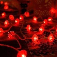 1入組10/20led 1.5/3米紅色軟小燈籠裝飾燈串,春節裝飾燈,窗台彩色燈串,節日氣氛 - 黃色 - 查看 3