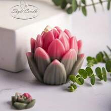 树脂莲花形石膏蜡烛模具 3d 植物与花卉香皂蜡模 DIY 手工粘土硅模，用于芳香疗法香皂制作和装饰。 - 白色 - 查看 3