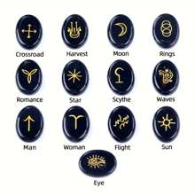 13pcs/Set Witches Runes Divination Natural Healing Stone For Meditation Mysticism Spirit Speak - Witch Stone Set - View 14