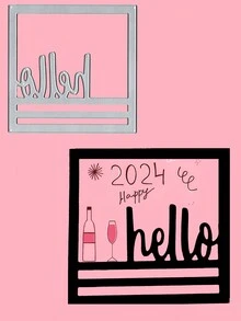 你好英文字母賀卡裝飾模具剪貼簿手工藝品 1 件 - 銀色 - 查看 1