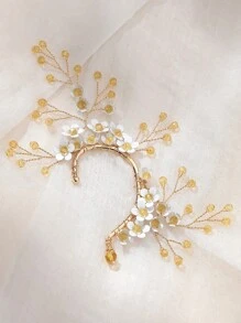 1pc Bridal Earring With Classic European & American Garden Wedding Theme, Unique Style, Exquisite Flower Element Design - Gold - View 3