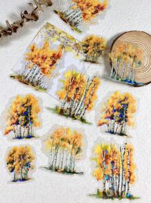 1包/10入組叢林、樹木、貝殼印花反光寵物貼紙,用於剪貼簿、diy手工藝、筆記本裝飾 - 彩色 - 查看 1