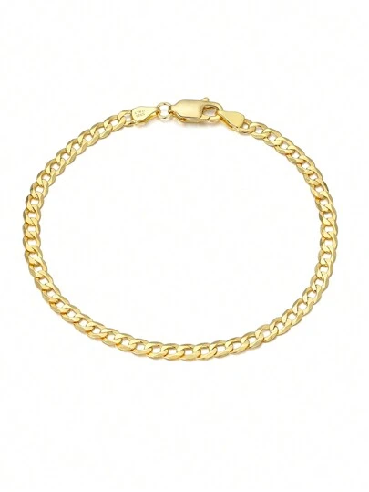 ORSA JEWELS 1 PC Genuine 925 Sterling Silver Chain Bracelet Unique Diamond-Cut Link Chain Design Gorgeous Jewelry Best Gift For Anniversary Day