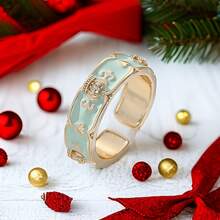 1只時尚女式鍍金滴油開口戒指 - 婚戒 - 查看 4