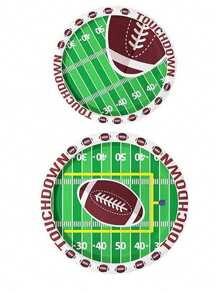 20入組美式足球派對一次性紙盤套裝 - 綠色 - 查看 2