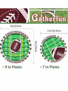 20入組美式足球派對一次性紙盤套裝 - 綠色 - 查看 3