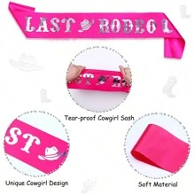 1pc Bridal Sash In Rose Red With 'Last Rodeo' Western Themed Party Cowboy Rodeo Shoulder And Waist Belt For Bachelorette Party Supplies - Hot Pink - View 3