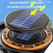 Solar Rechargeable Led Flashlight With Cob, Waterproof Portable Lamp With Output Function, Can Be Used As Power Bank, Suitable For Camping, Hiking, Fishing, Climbing, Emergency Lighting, Daily Maintenance - Yellow - View 5