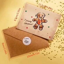 2sets Retro Christmas Gold Foil Greeting Card Set With Creative Korean Cartoon Design, Including Envelopes - Style a - View 6