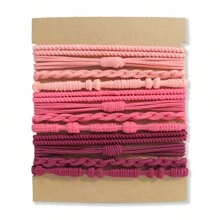 12 件裝女式波西米亞風格彈性髮帶和手鍊,柔軟簡約,適合馬尾辮風格,髮帶和手鍊合二為一 - 彩色 - 查看 10