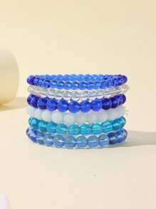 3-6pcs Colorful Beaded Elastic Rope Women's Bracelet - Multicolor - View 16