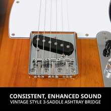 LyxPro 39" Telecaster Solid Body Guitar Electric Guitar TL Series, Full-Size Paulownia Wood Body, 3-Ply Pickguard, C-Shape Neck, Ashtray Bridge, Quality Gear Tuners, 3-Way Switch & Volume/Tone Controls, 2 Picks Included - 旭日 - 查看 3