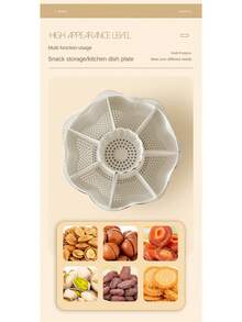 Một miếng Xoay Lẩu Bên Cái đĩa Hình-hoa sen Lưu trữ Cái mâm Phòng khách Bàn làm việc Cà phê Bàn Bữa ăn nhẹ Hạt Cái mâm - Màu be - Xem 8