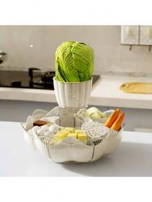 Một miếng Xoay Lẩu Bên Cái đĩa Hình-hoa sen Lưu trữ Cái mâm Phòng khách Bàn làm việc Cà phê Bàn Bữa ăn nhẹ Hạt Cái mâm - Màu be - Xem 2