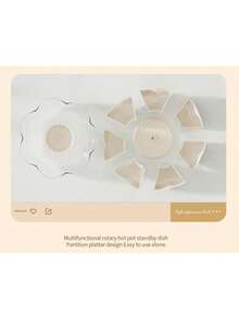 Một miếng Xoay Lẩu Bên Cái đĩa Hình-hoa sen Lưu trữ Cái mâm Phòng khách Bàn làm việc Cà phê Bàn Bữa ăn nhẹ Hạt Cái mâm - Màu be - Xem 6