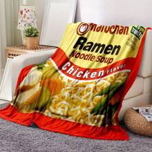 1pc Chicken Flavor Noodle Soup Fennel Blanket For All Seasons Lunch Break Blanket Warm Cozy Soft Throw Blanket Cozy Lightweight Blanket For Couch Bed Travel Camping Living Room Office Sofa Chair Bed Flannel Blanket - Red - View 1