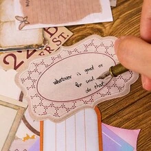 Diy手帳用品套裝,復古輕質紙張剪紙膠紙用於製作背景和場景 - 杏色 - 查看 4