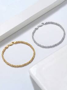 1入組真925銀鑲銠鍍鏈條手鍊,獨特拜占庭設計,華麗女士生日派對周年禮物 - 銀色 - 查看 3