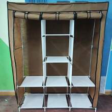 Economic & Simple Cloth Wardrobe Storage Cabinet For Home Bedroom, Dust-Proof & Modern Design, Sturdy & Durable Closet Organizer For Renting & Home Use - Brown - View 4