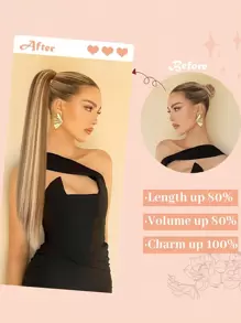 Volume Di Coda Di Cavallo A Clip Con Morsetto Di Tenuta, 61 Cm Di Lunghezza, Piega Diritta, Estensioni Chiare Di Coda Di Cavallo Per Le Donne, Estensioni Di Capelli Sintetici In Fibra Naturale Per L'uso Quotidiano Delle Donne