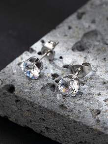 1對中性風格簡約耳針,時尚百搭,適合日常、假期、萬聖節、感恩節、聖誕節等節慶活動,並且可以作為朋友、情人、家人等送禮之用。 - 銀色 - 查看 5