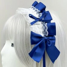 1pc Women's Navy Blue Bowknot Hairband For Dress Up, Lolita, Baroque, Sweet Styles, Suitable For Daily Use, Cosplay And Going Out, All-Match Headband - Navy Blue - View 3