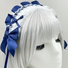 1pc Women's Navy Blue Bowknot Hairband For Dress Up, Lolita, Baroque, Sweet Styles, Suitable For Daily Use, Cosplay And Going Out, All-Match Headband - Navy Blue - View 2