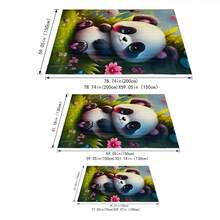 1條熊貓圖案法蘭絨毛毯,抽象款式,適用於各季節的沙發、冷氣和床上毯子,柔軟保暖 - 彩色 - 查看 2