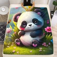 1條熊貓圖案法蘭絨毛毯,抽象款式,適用於各季節的沙發、冷氣和床上毯子,柔軟保暖 - 彩色 - 查看 4
