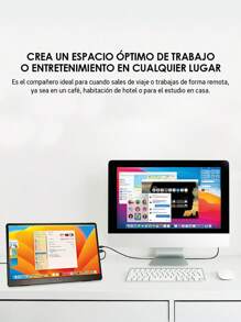 Akane Monitor Portátil Full HD de 15.6 Pulgadas para Laptop, Tablet y Celular, Compatible con todos los sistemas operativos y Consolas de Videojuegos, Pantalla Portable Ultraligera con Entradas USB-C y HDMI - Negro - Ver 3