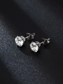 1對中性風格簡約耳針,時尚百搭,適合日常、假期、萬聖節、感恩節、聖誕節等節慶活動,並且可以作為朋友、情人、家人等送禮之用。 - 銀色 - 查看 1