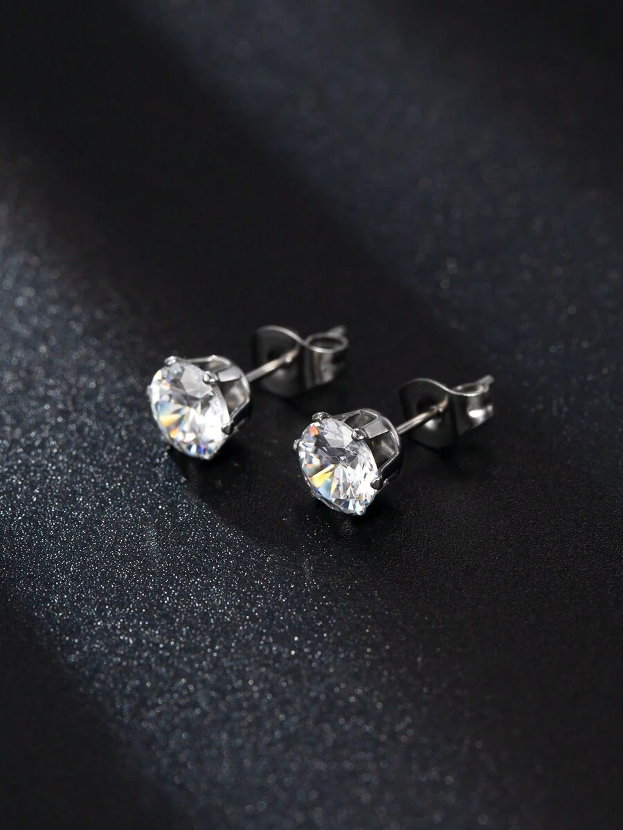 1對中性風格簡約耳針,時尚百搭,適合日常、假期、萬聖節、感恩節、聖誕節等節慶活動,並且可以作為朋友、情人、家人等送禮之用。 - 銀色 - 查看 1